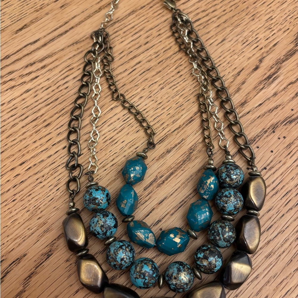 Turquoise and Bronze Statement Necklace